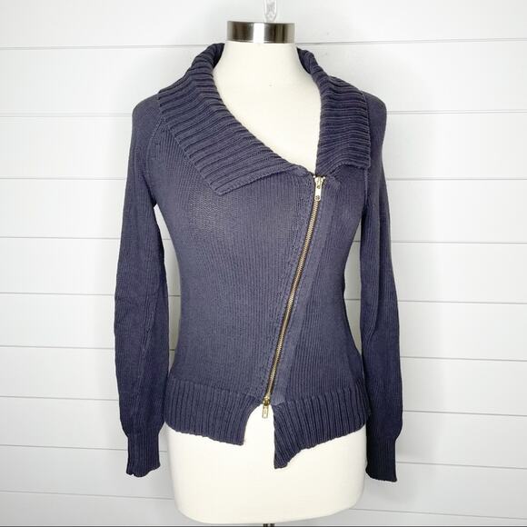 J. Crew Sweaters - J.Crew Torque Moto Knit Asymmetrical Zip Cardigan Dark Grey Size XS